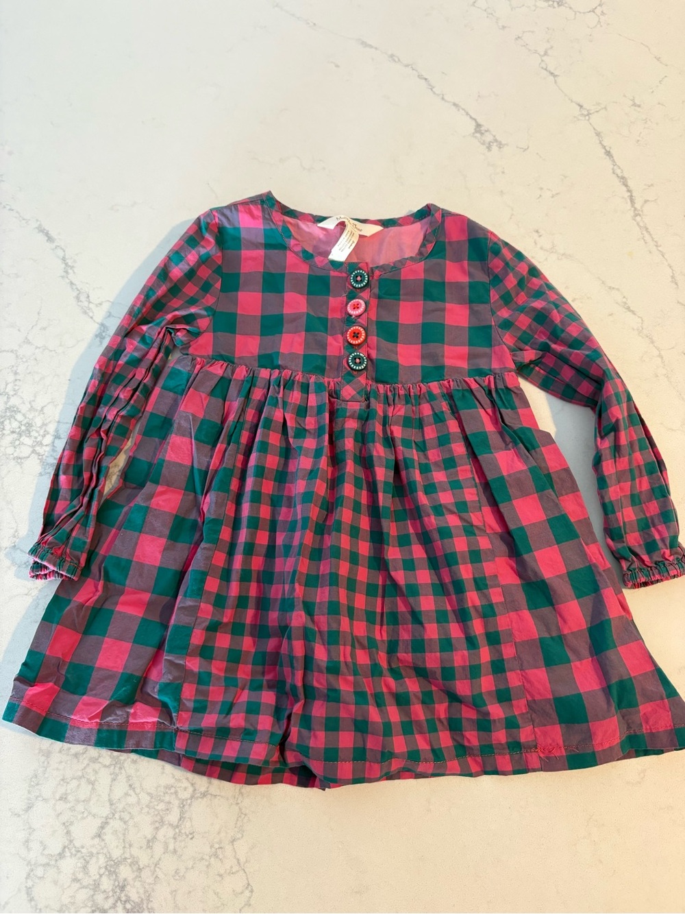 Matilda Jane Pink and Green Plaid Long-Sleeve Dress